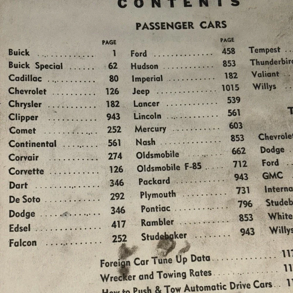 Motor's Flat Rate & Parts Manual 1961 33rd Ed Original Auto Shop Guide